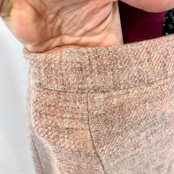 Vintage Pastel Pink Woven Wool Pencil Midi Skirt M - Picture 4 of 8